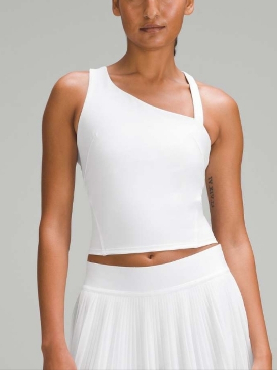 lululemon athletica Tops - Lululemon Everlux Asymmetrical Tennis Tank Top White Size 14